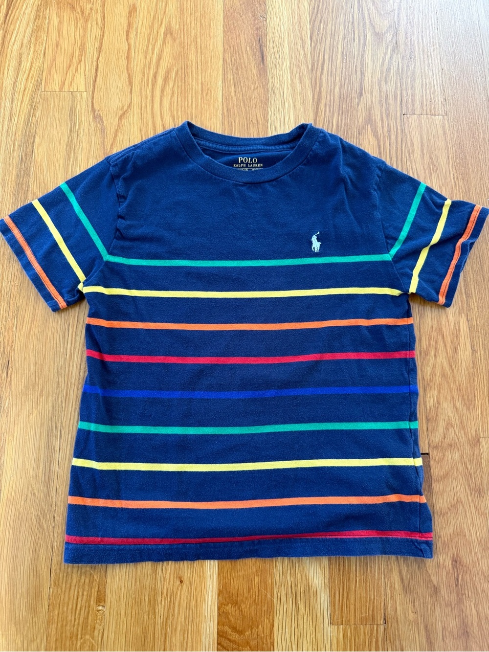 Polo by Ralph Lauren Navy Tee with Multicolor Stripes